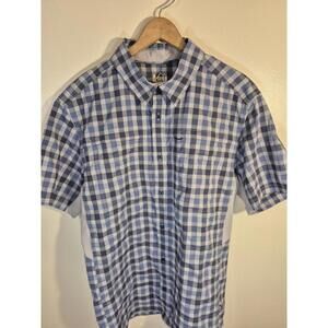 REI Co-op Shirt Small Sahara Blue Plaid Outdoor Hiking Fishing Camp Tech
